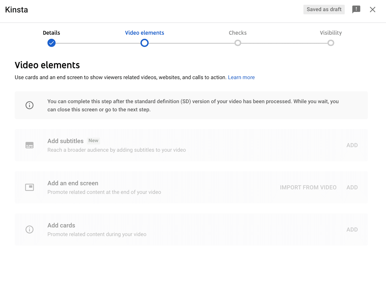 Adding video elements in YouTube Añadir elementos de vídeo en YouTube